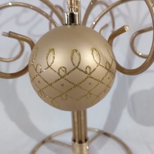 Vintage Round North Pole Gold Glittered Ornament